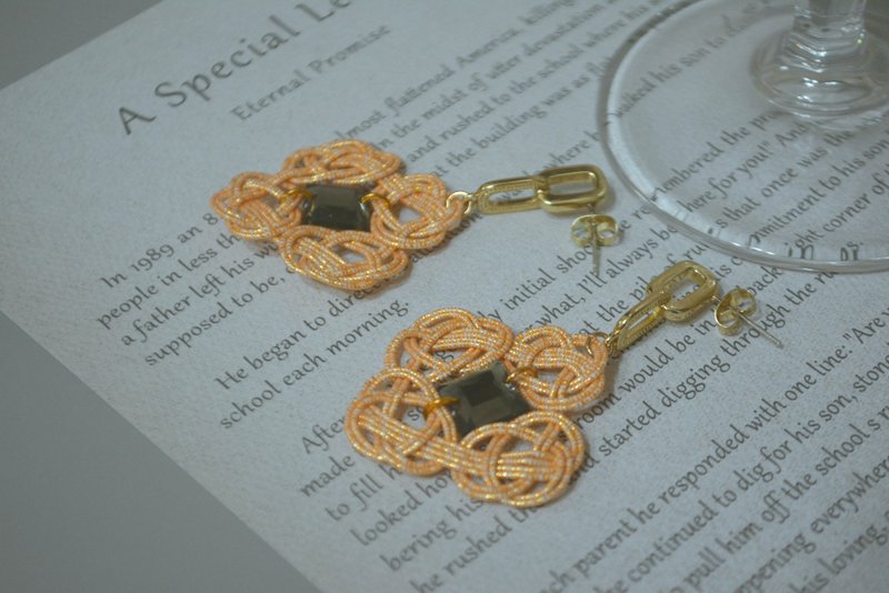 【Mizuhiki Earrings】Diamond-shaped Awaji Ash - ต่างหู - กระดาษ 