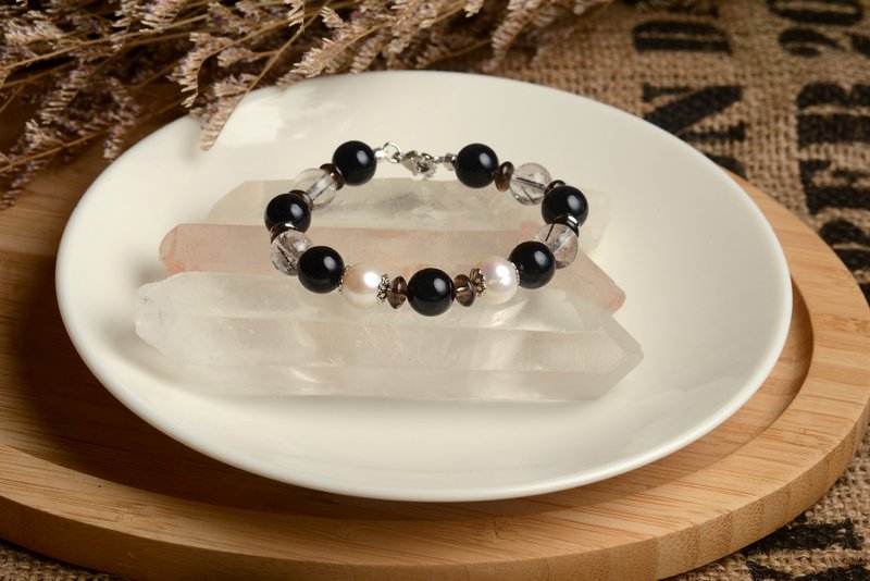 【神山晶礦】頂級全滿黑髮清透黑髮珍珠手串/全滿頂級黑髮/珍珠 - 手鍊/手環 - 水晶 