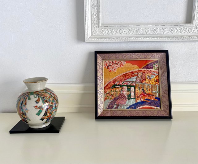 壁掛け　着物アート　富士山　着物　袴　日本画 壁掛け 着物アート 富士山 着物 袴 日本画 インテリア小物