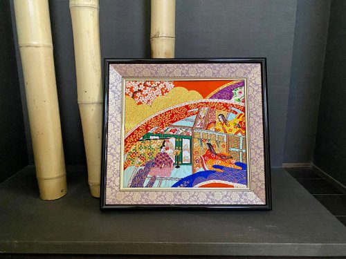 壁掛け　着物アート　富士山　着物　袴　日本画 ファースト着物と袴のセット 椿 | きものであそぼ by 富士山着物工房