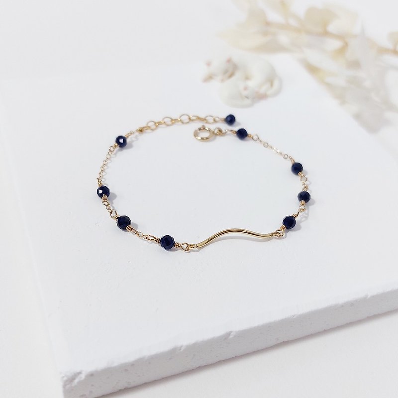 Sapphire x 14KGF streamlined bracelet - Bracelets - Semi-Precious Stones Blue
