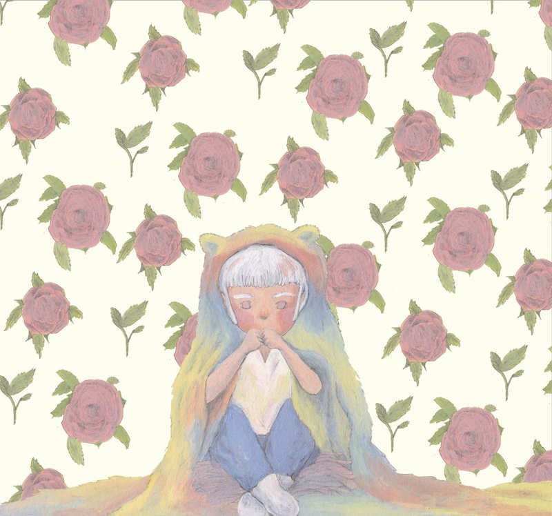 臺灣當代知名插畫家謝耘耘作品-Close Your Eyes-複製畫1/3 - 海報/掛畫/掛布 - 紙 黃色