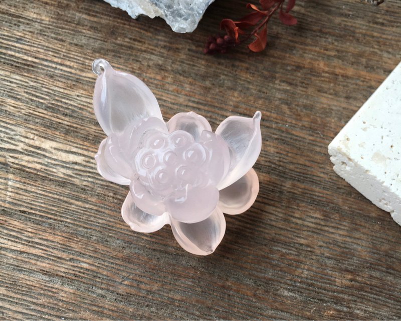 小精品 / 無注膠手工精雕藕粉色玉髓蓮花 - 其他 - 寶石 粉紅色