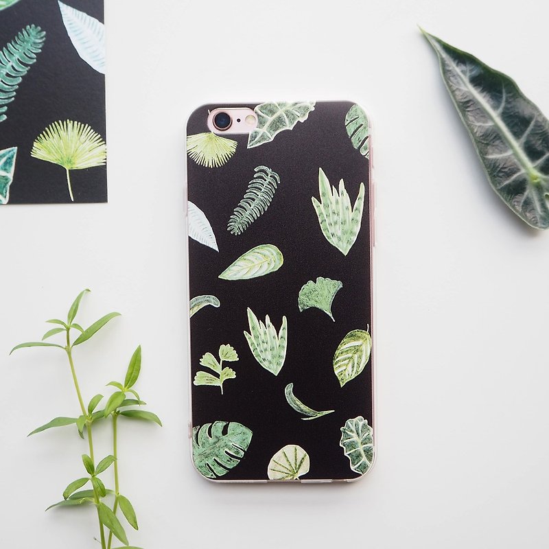 タイガーピランタートルイェフェアリーグリーン植物の葉イラスト電話シェルシェルはカスタマイズすることができますiPhonex植物ライン - スマホケース - プラスチック グリーン