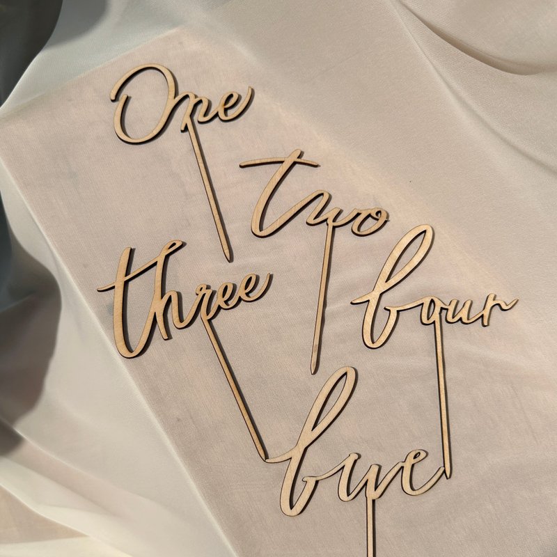 -Xiaoqingshan- English number decoration card - งานไม้/ไม้ไผ่/ตัดกระดาษ - ไม้ 