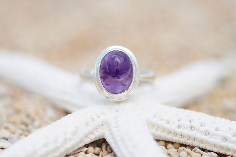 アメジストのシルバーリング　サイズ10号 - 戒指 - 石頭 紫色