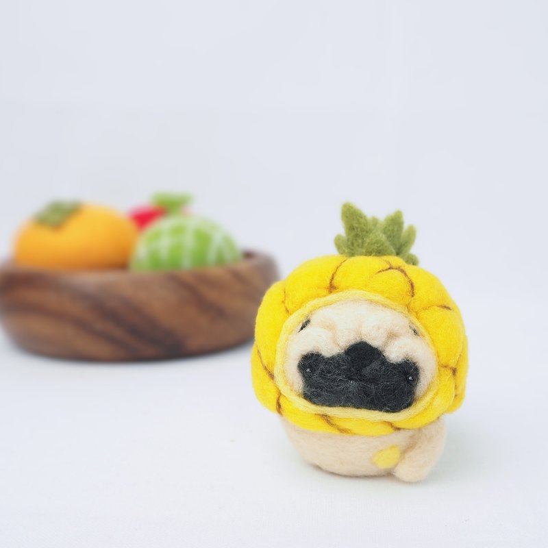 Pugs became Pineapples (Fawn Pugs and Black Pugs) Wool Felt - Items for Display - Wool Yellow