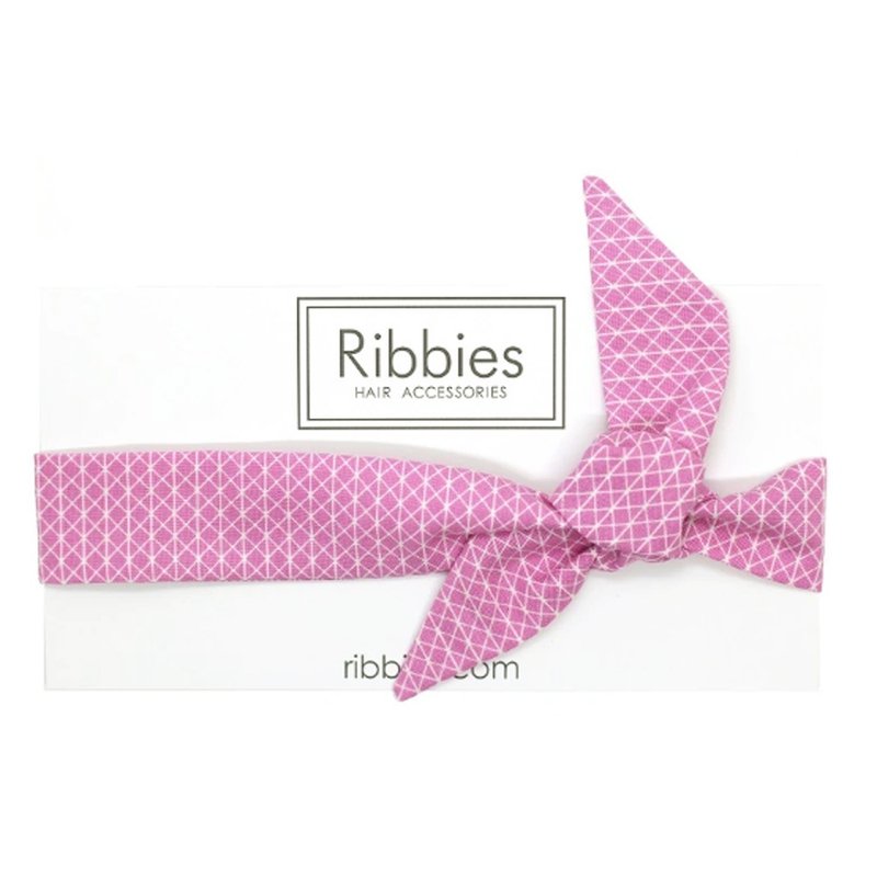 British Ribbies Children's Bow Headband - Pink Geometric - เครื่องประดับผม - ผ้าฝ้าย/ผ้าลินิน 