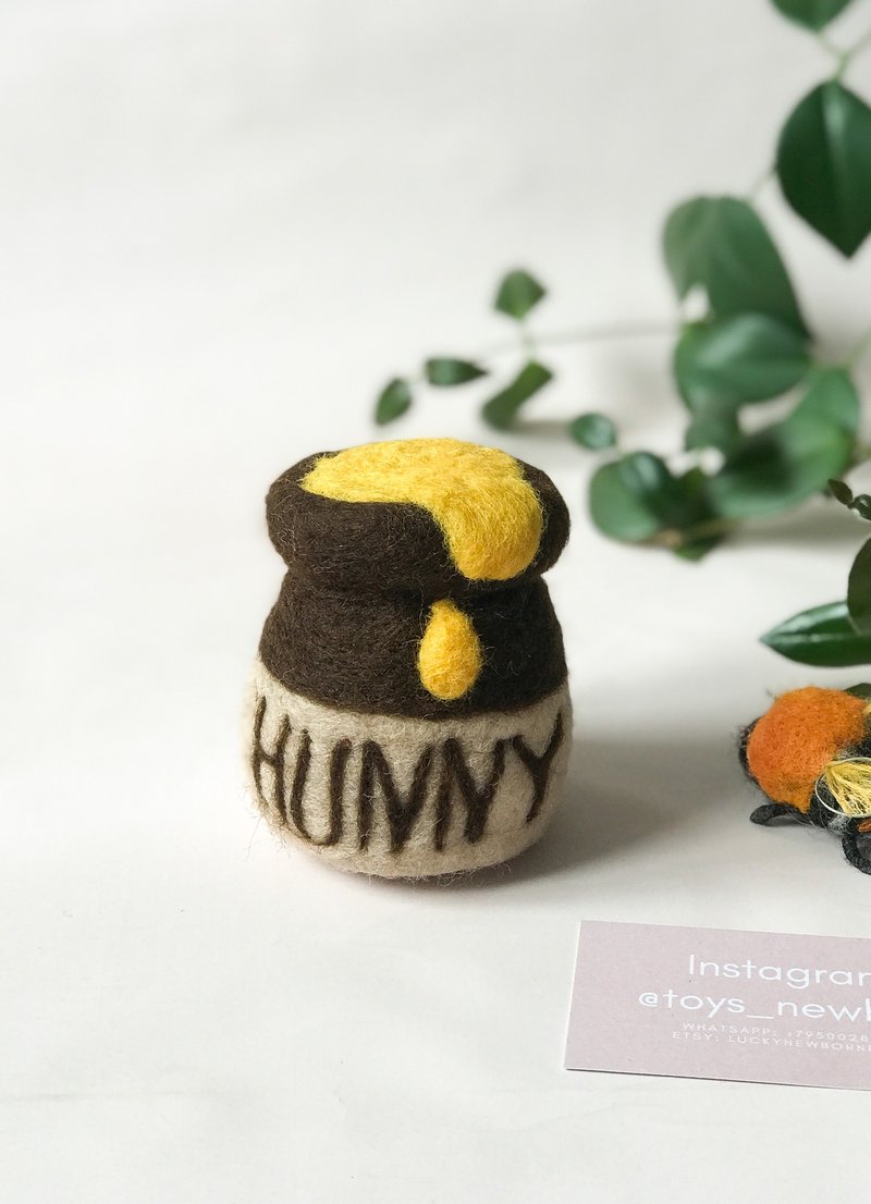 Honey pot, newborn props - 嬰兒手鍊/飾品 - 羊毛 咖啡色