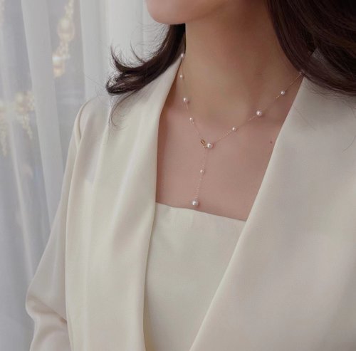 Maison de lumin 滿天星多戴式18K金Akoya天然海水珍珠真珠3.5mm–5.5mm項鍊