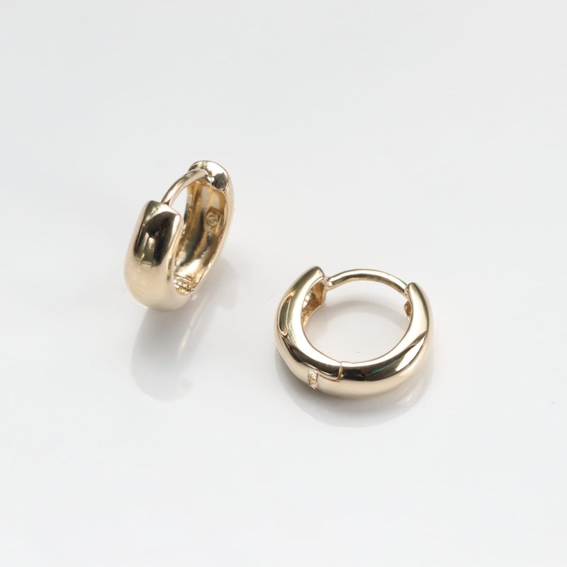 14K arc wide earrings (inner diameter 7 mm) - ต่างหู - เครื่องประดับ สีทอง