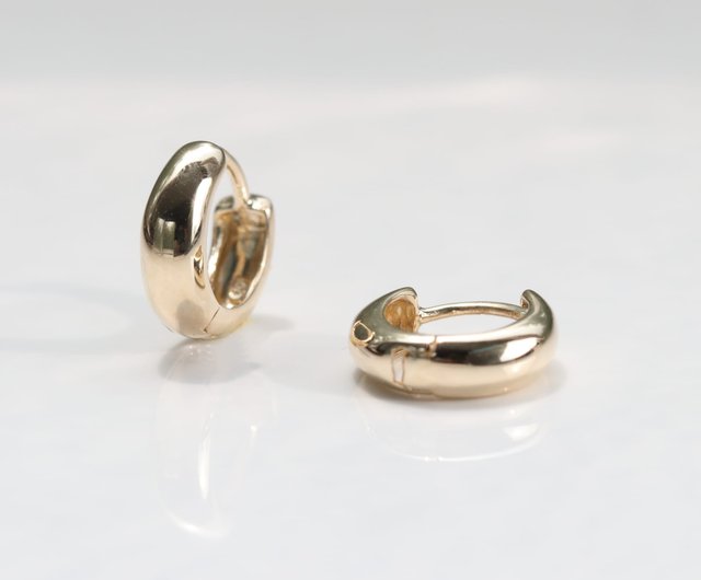 14K 圓弧寬耳扣耳環(內徑7 mm) CHARIS GRACE｜耳環/耳夾/耳骨夾