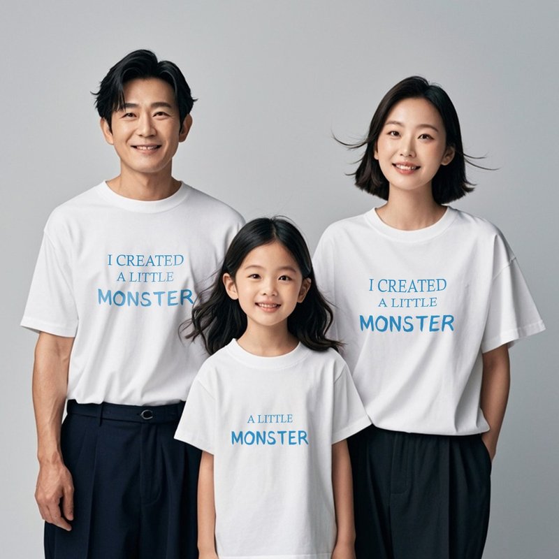 【親子裝】】客製化紀念日親子裝訂製家庭裝短袖T恤上衣 - 親子裝 - 棉．麻 多色