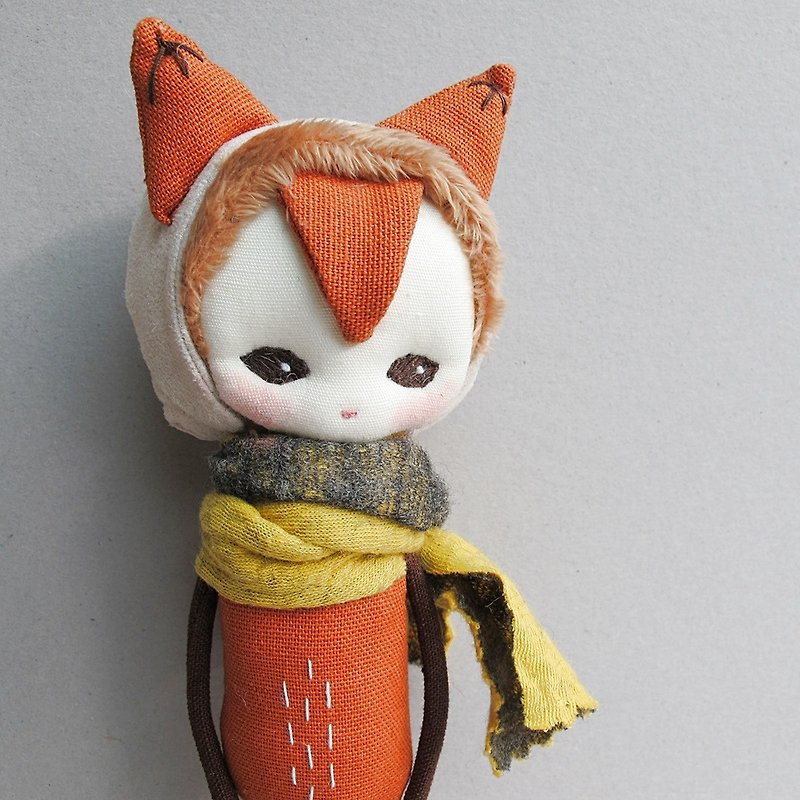 Small fox spirit A3 - Stuffed Dolls & Figurines - Cotton & Hemp Orange