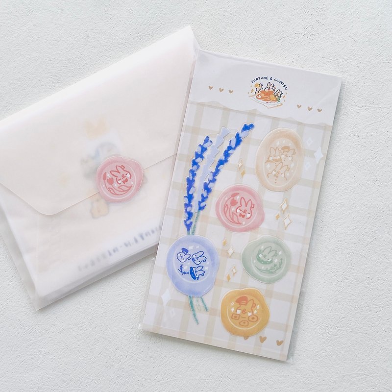 Bonnie Rabbit Lavender Fire Paint Stamp Style PET Sticker - Stickers - Paper Transparent