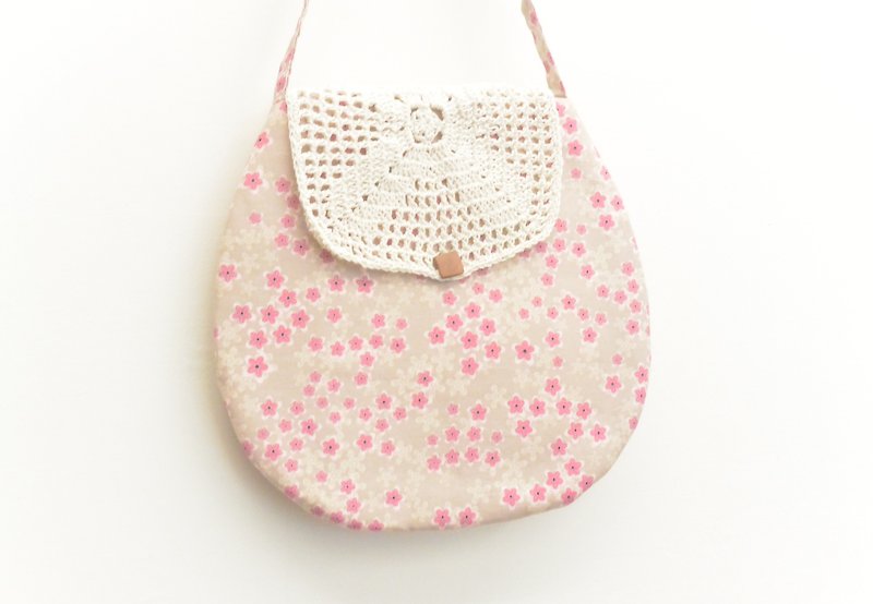 Lace handbag - safflower - กระเป๋าถือ - ผ้าฝ้าย/ผ้าลินิน สึชมพู