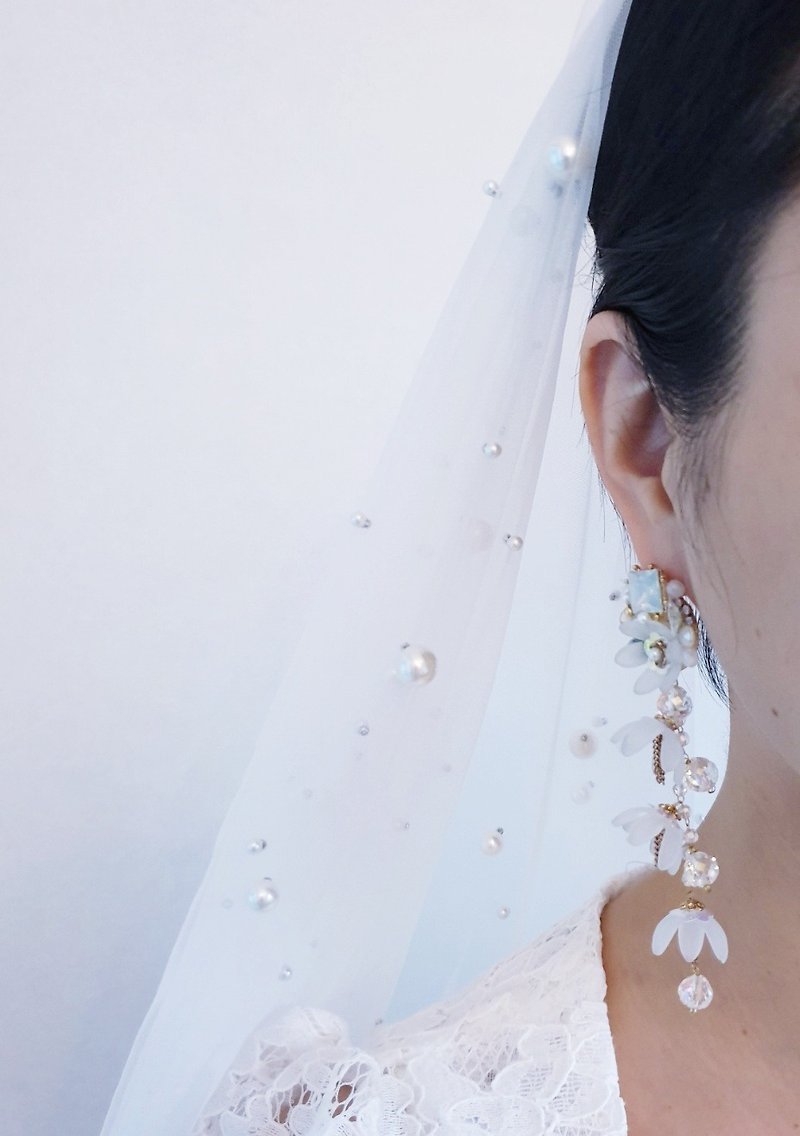 Flower Long drop earrings - Earrings & Clip-ons - Other Materials 