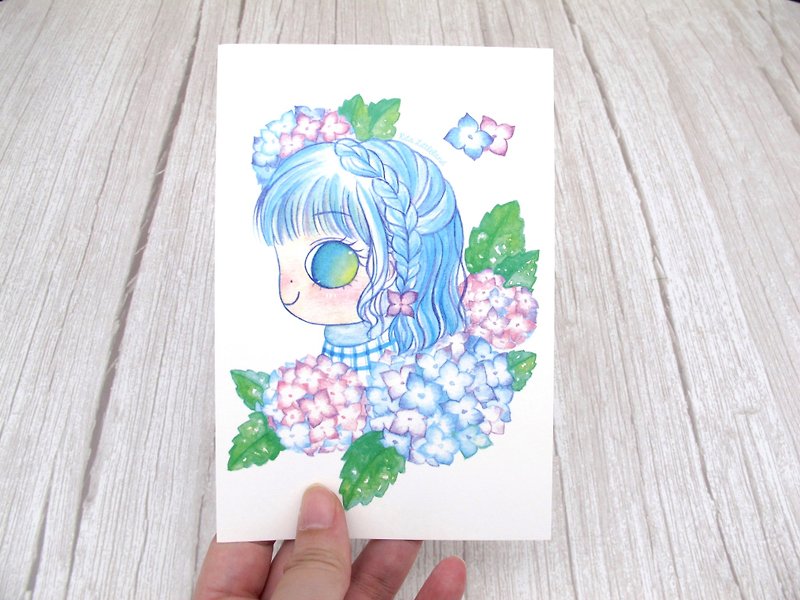 Summer • Hydrangea Postcard - การ์ด/โปสการ์ด - กระดาษ สีน้ำเงิน