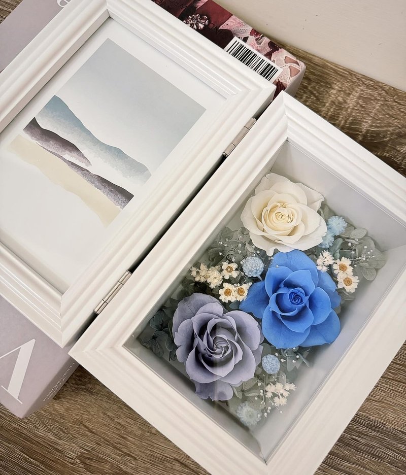 Preserved flower photo frame 6 inch photo frame flower blue sky style - ช่อดอกไม้แห้ง - พืช/ดอกไม้ 