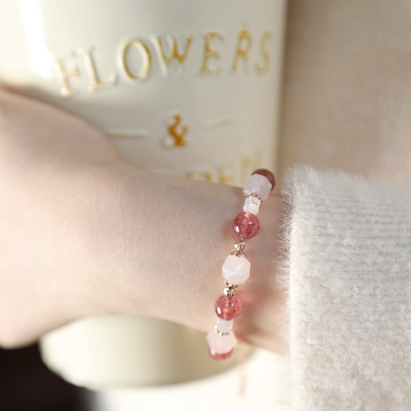草莓晶 粉晶 水晶手鍊/生日禮物 閨蜜禮物 - 手鍊/手環 - 水晶 粉紅色