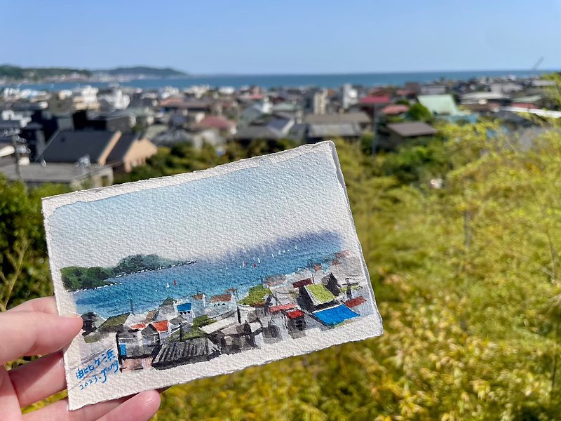 Japan travel watercolor postcard - Cards & Postcards - Paper Multicolor