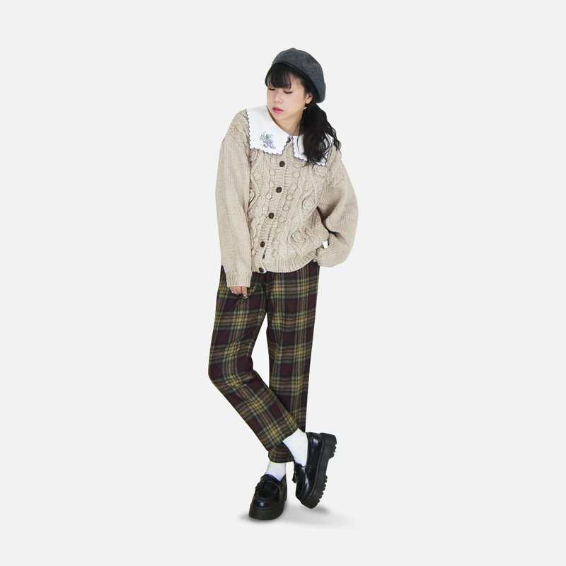 A‧PRANK: DOLLY :: VINTAGE retro with beige textured three-dimensional twist sweater coat / sweater fisherman - เสื้อแจ็คเก็ต - ผ้าฝ้าย/ผ้าลินิน 