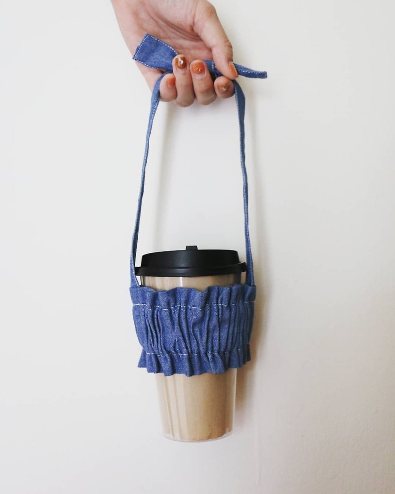 Miss Denning - Denim cloth drink bag - ถุงใส่กระติกนำ้ - ผ้าฝ้าย/ผ้าลินิน สีน้ำเงิน