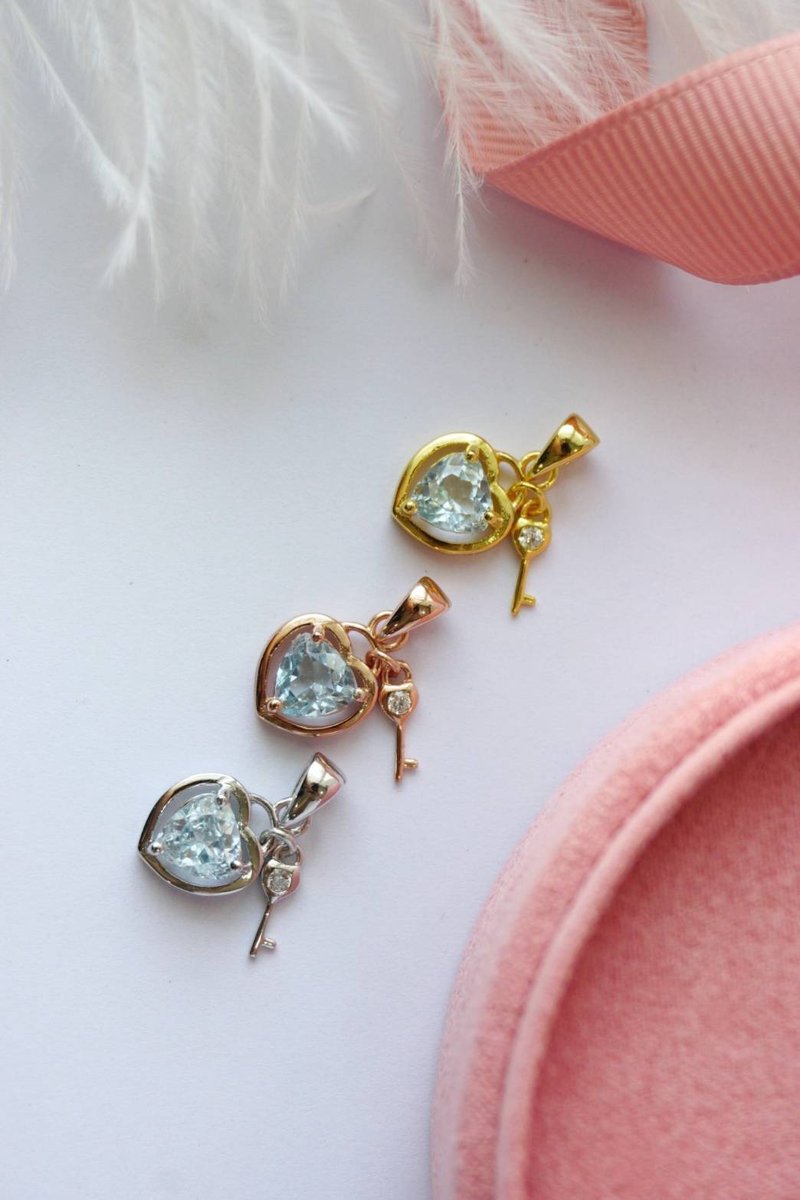 Natural Topaz Pendant and Necklace Silver925. - 項鍊 - 純銀 藍色