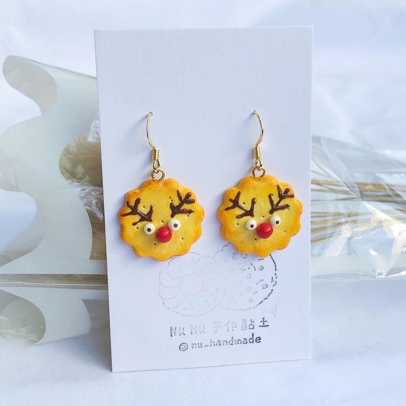 Elk biscuit earrings - Earrings & Clip-ons - Clay Orange