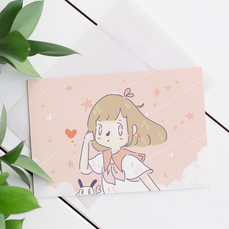戀愛少女心卡片 / 1入 - 心意卡/卡片 - 紙 粉紅色
