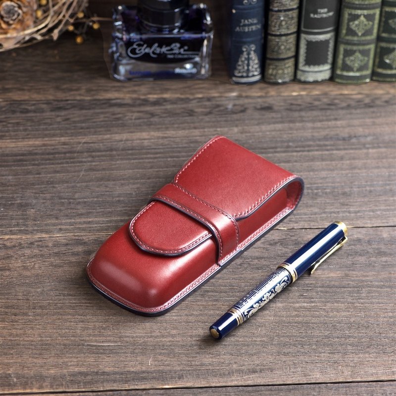 Wine colored pencil case - Pencil Cases - Genuine Leather Red