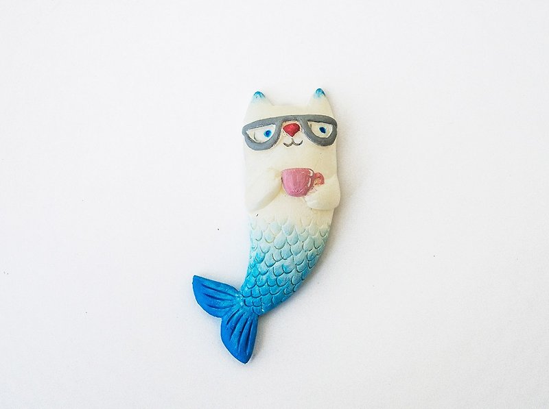 Purrmaid hipster - Magnets - Clay Multicolor