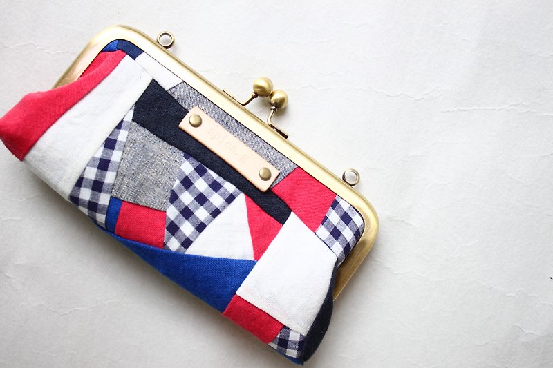 Order of the spring/linen patchwork/ pouch  Pen case. - Toiletry Bags & Pouches - Cotton & Hemp Red