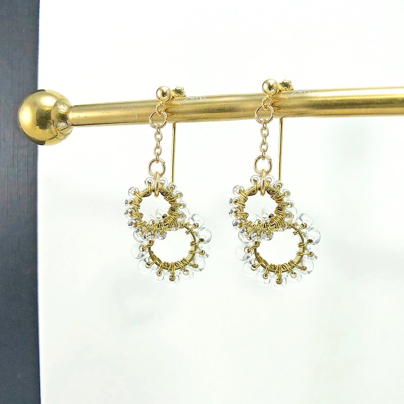 波希米亞14kgf耳環 黃銅 日本進口珠 一物多用 聖誕節禮物 - 耳環/耳夾 - 貴金屬 金色