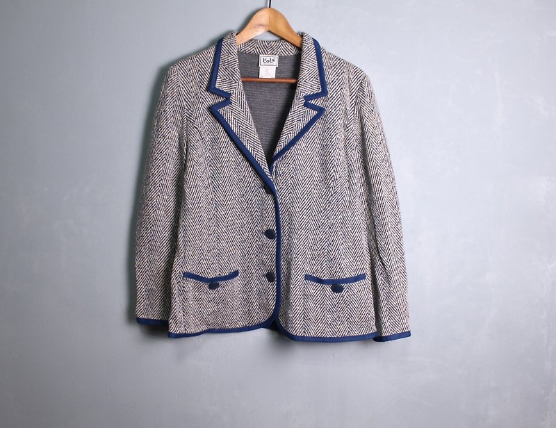 FOAK vintage Italian herringbone wool blazer - เสื้อแจ็คเก็ต - ขนแกะ 
