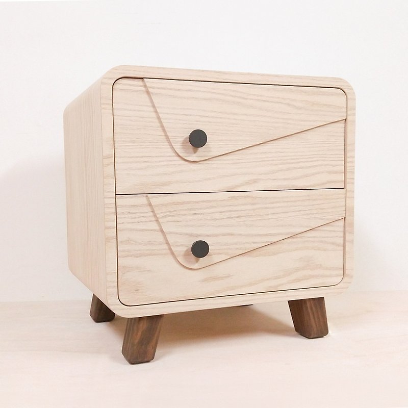 【WOOLI】Double drawer bedside table - white oak | size can be customized - Storage - Wood 