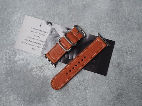 皮俠客PXK手工皮具 純手工牛皮摔紋橘棕色蘋果Applewatch錶帶 顏色款式客製化 可刻字