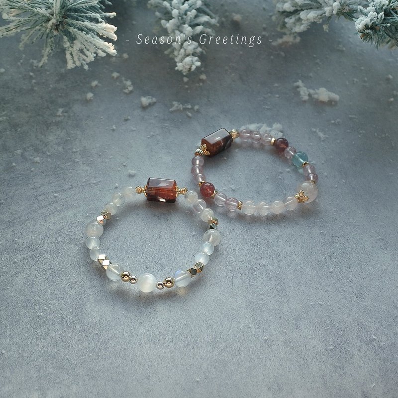 Season's Greetings :: Red Gum Flower/White Snowflake Ghost Bracelet - Bracelets - Crystal Red