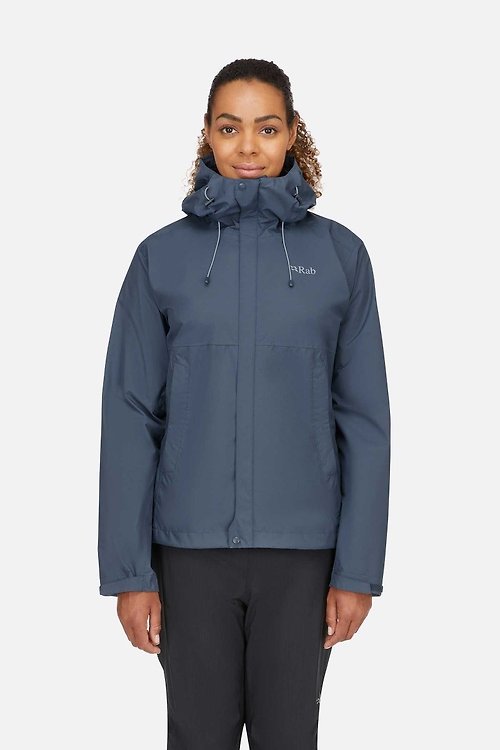 山衣丁 【Rab】Downpour Eco Jacket 輕量防風防水連帽外套 女 獵戶藍