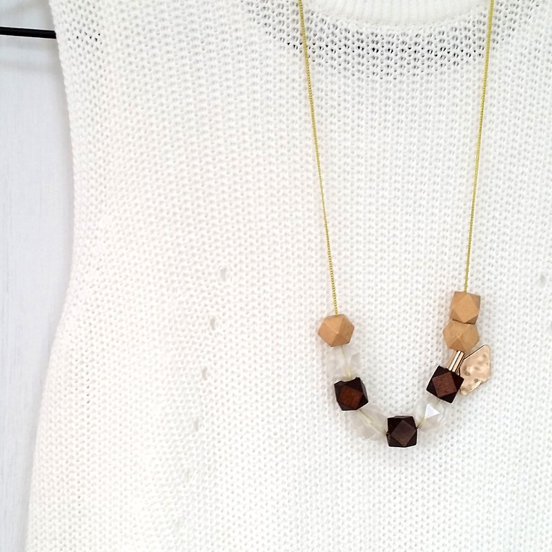 Amusing Beige Brown Beaded Long Chain Necklace - Long Necklaces - Wood Brown