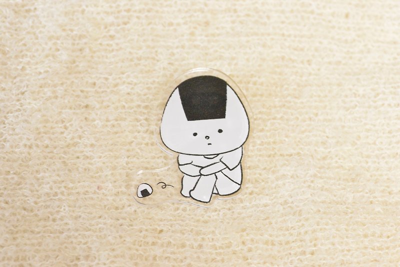Rice ball brooch _ not lonely - Brooches - Acrylic White