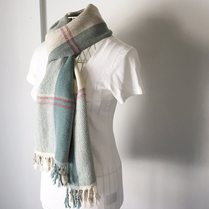 Hand-woven stall "Emerald greenMix 3" - Scarves - Wool Green
