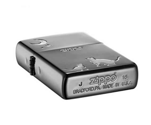 ZIPPO Official Flagship Store] Moon Cat (Black Ice Silver