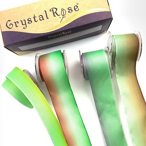 Crystal Rose Ribbon 緞帶專賣 DIY輕鬆折折/手作緞帶玫瑰禮盒/4入/綠光森林