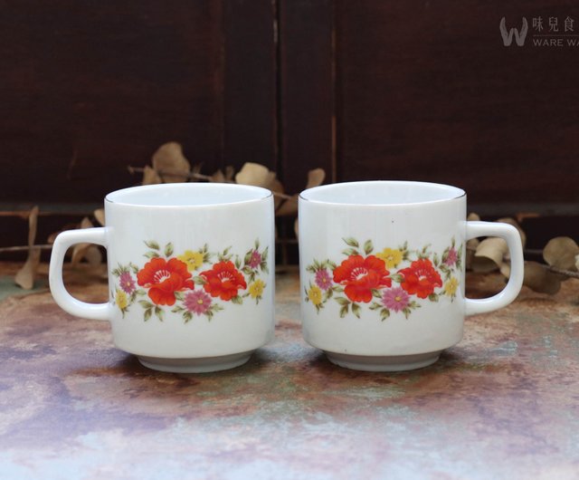 Early printing thick coffee cup-peony and dali flower (old objects/old  pieces/international/ceramics) - Shop Ware Way Mugs - Pinkoi