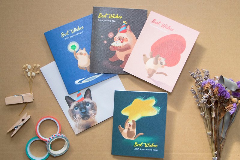 Cat Card Deck【Best Wishes】series - การ์ด/โปสการ์ด - กระดาษ หลากหลายสี