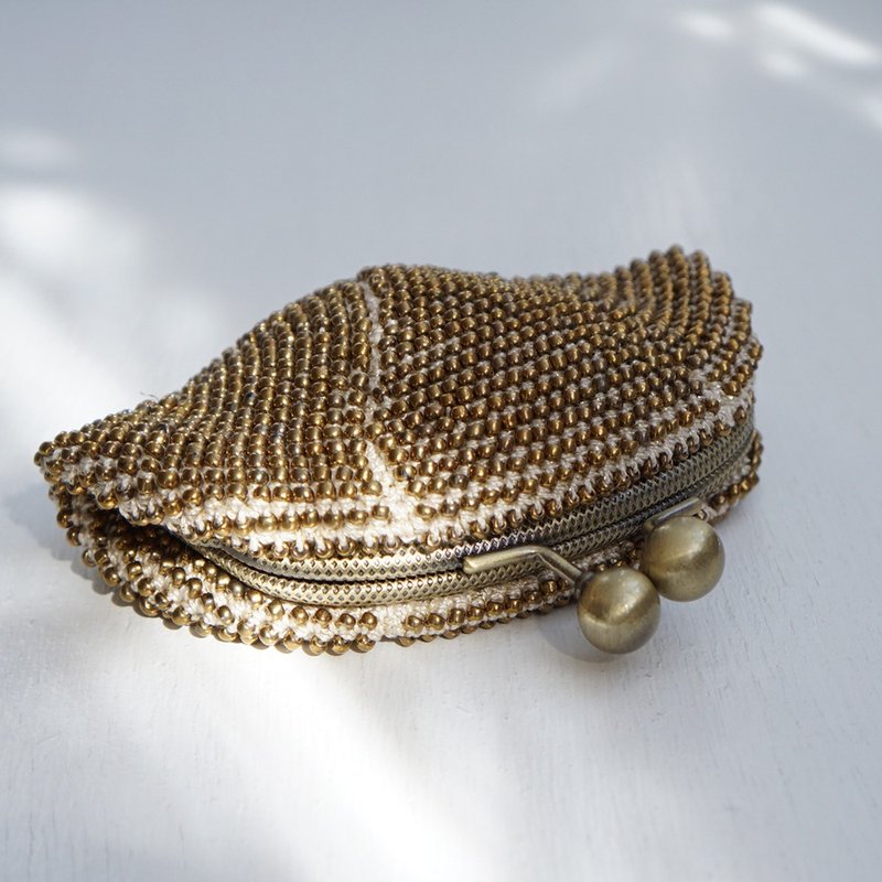 Ba-ba handmade Beads crochet pouch No.1622 - 皮夾/長短夾/錢包 - 其他材質 金色