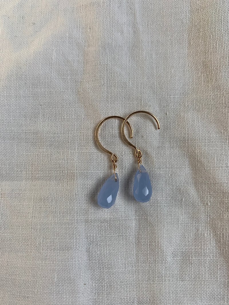 シーブルーカルセドニーのピアス - 耳環/耳夾 - 半寶石 藍色