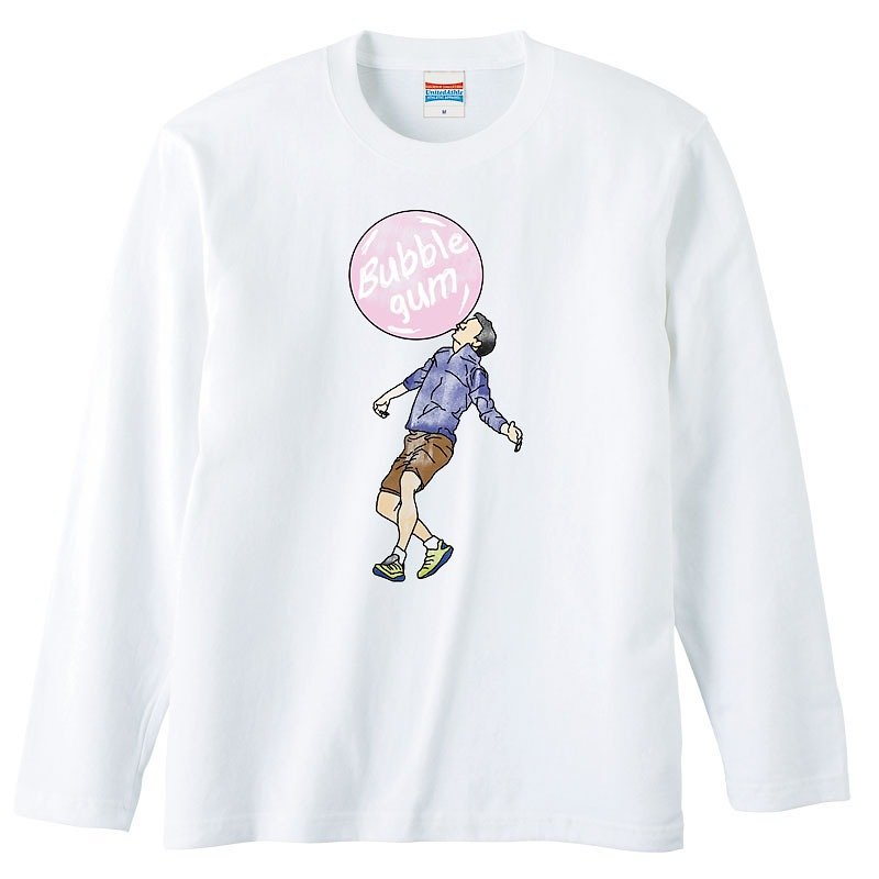 Long Sleeve T-shirt / Bubble gum 3 - Men's T-Shirts & Tops - Cotton & Hemp White