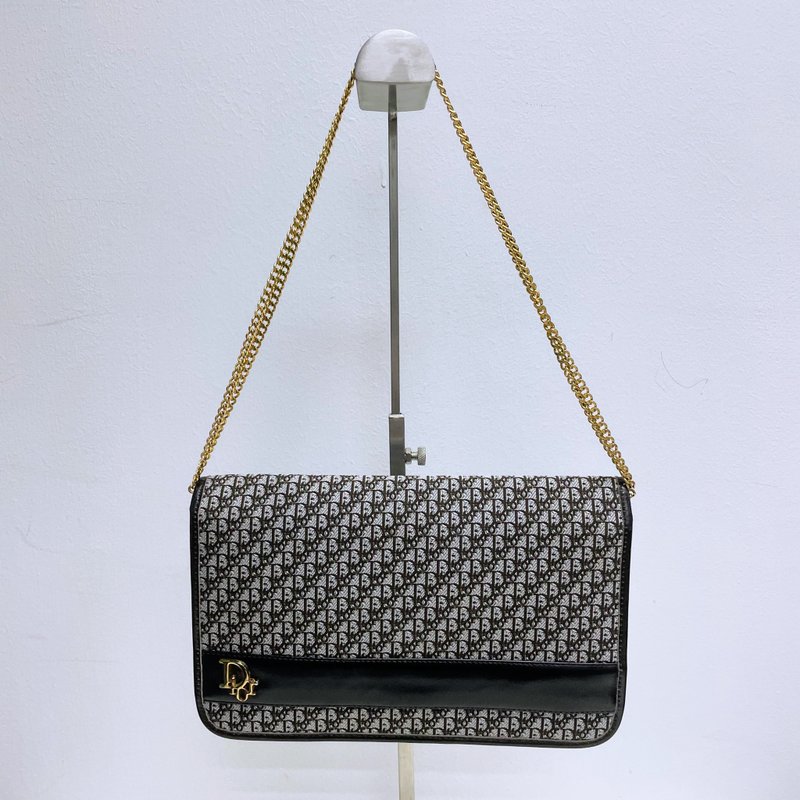 Dior 復古 Trotter 棕色迷你兩用鏈條包 - 側背包/斜背包 - 其他材質 咖啡色